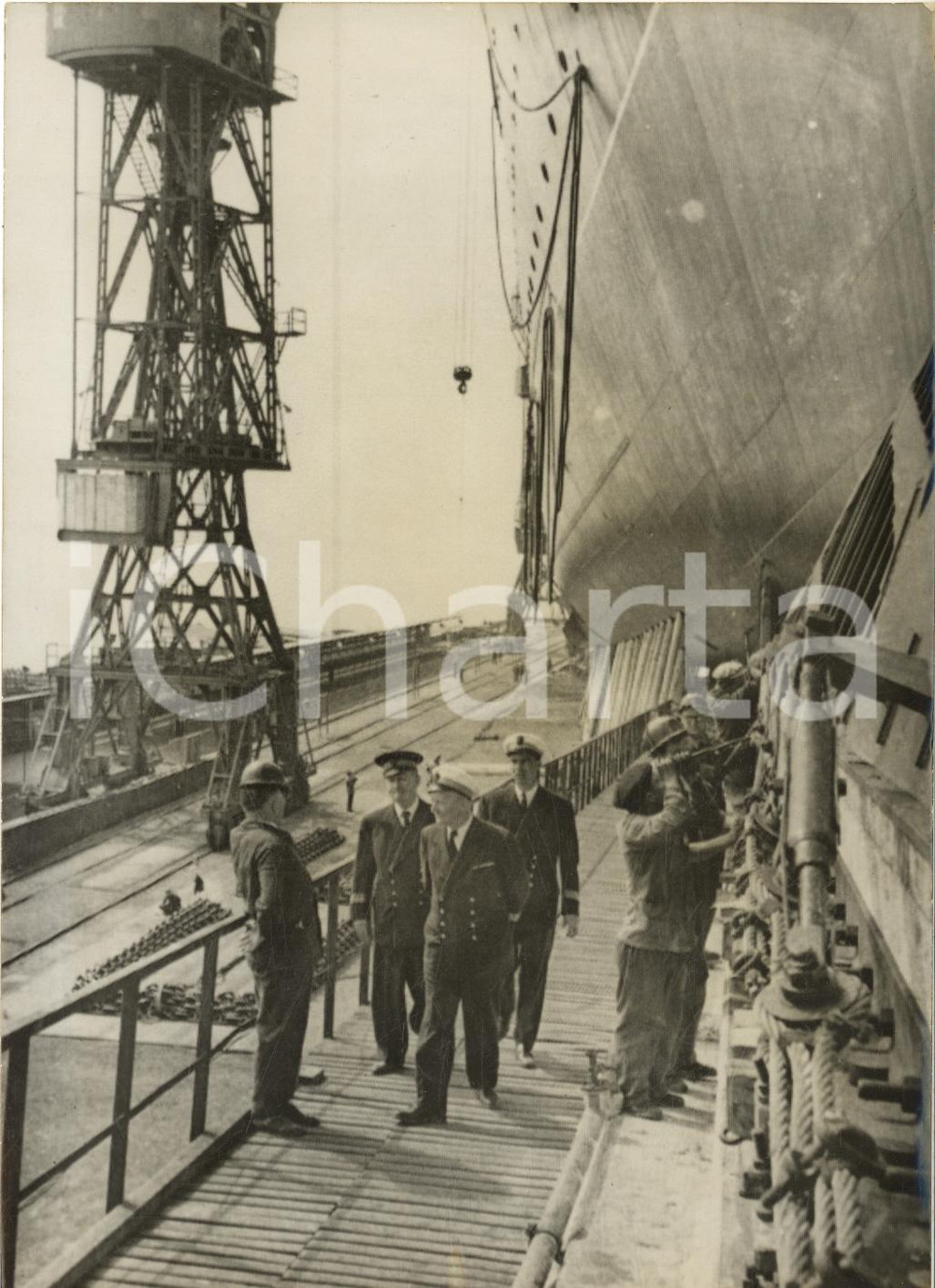 1960 SAINT-NAZAIRE Comandanti CROISILLE e LE HUEDE pronti al varo nave "France"