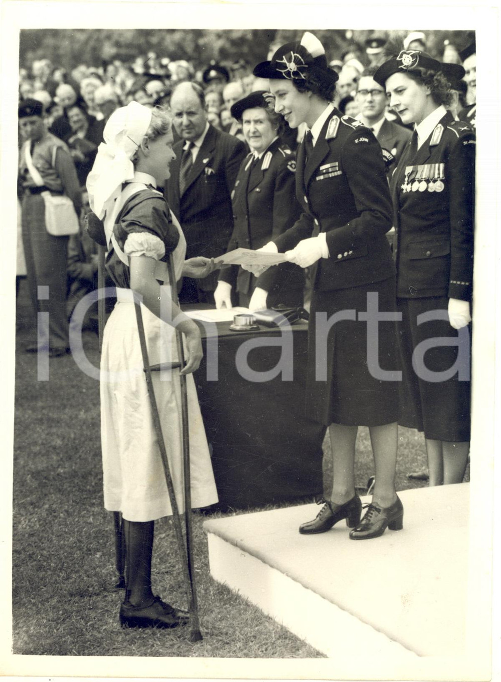 1954 LONDON Princess MARGARET reviews St John Ambulance Brigade cadets *Photo