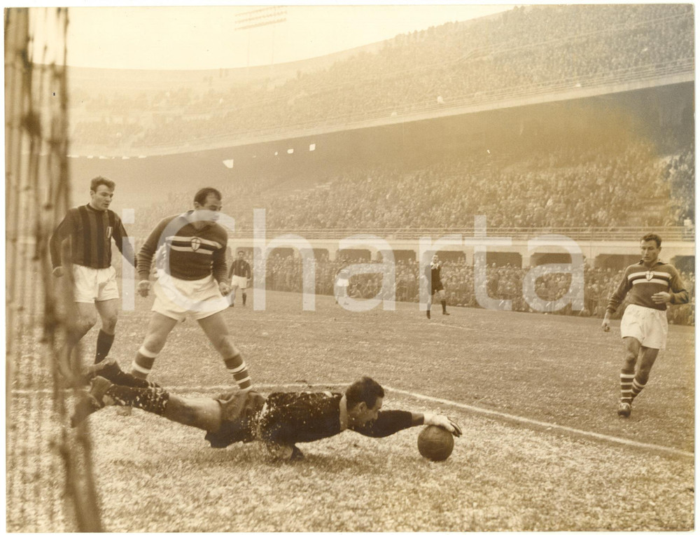 1959 MILANO CALCIO Milan-Sampdoria 4-0 - Parata di Ugo ROSIN * Foto 24x18 cm