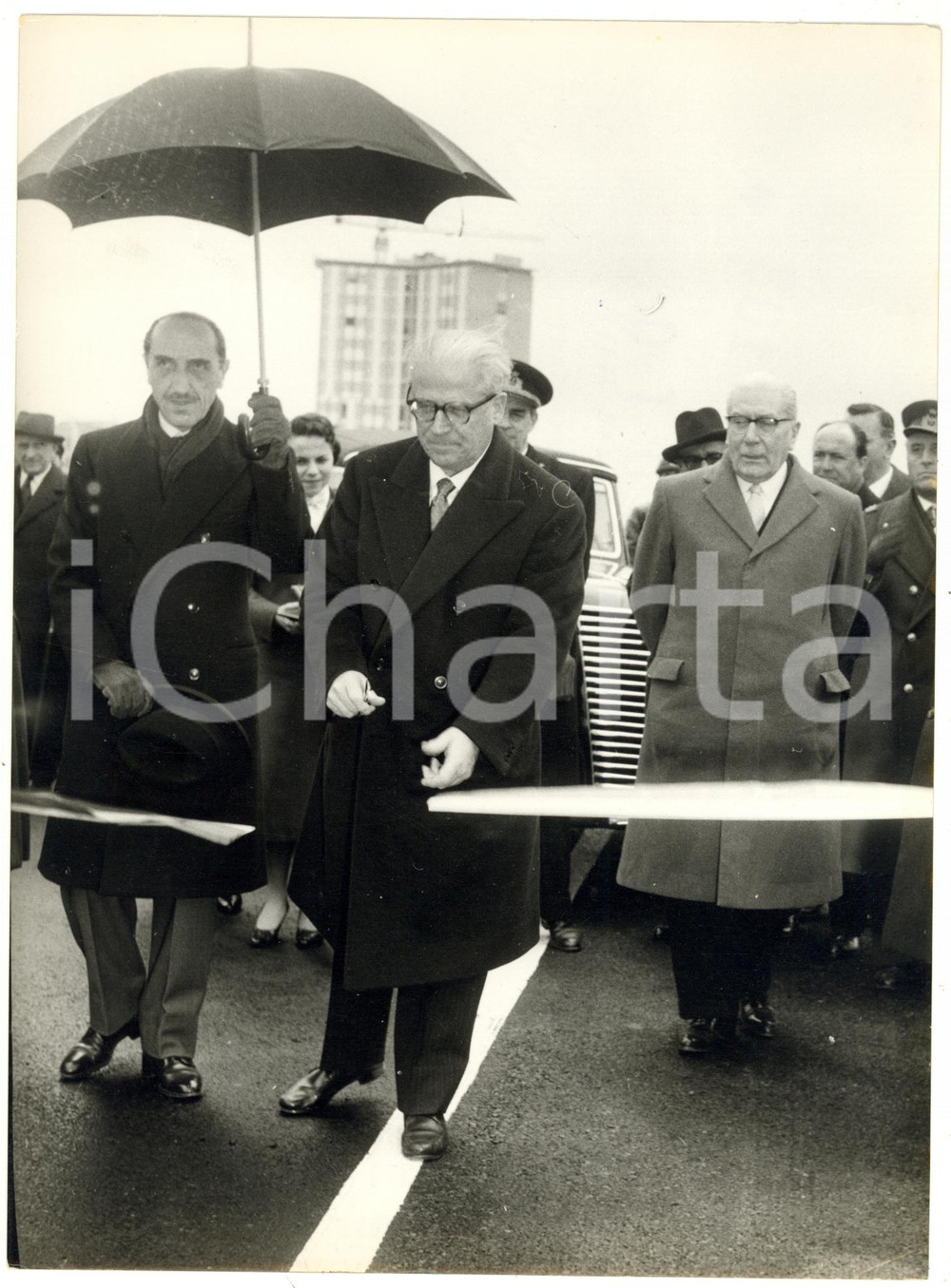 1958 MILANO Viale Certosa - Giovanni GRONCHI inaugura il CAVALCAVIA DEL GHISALLO