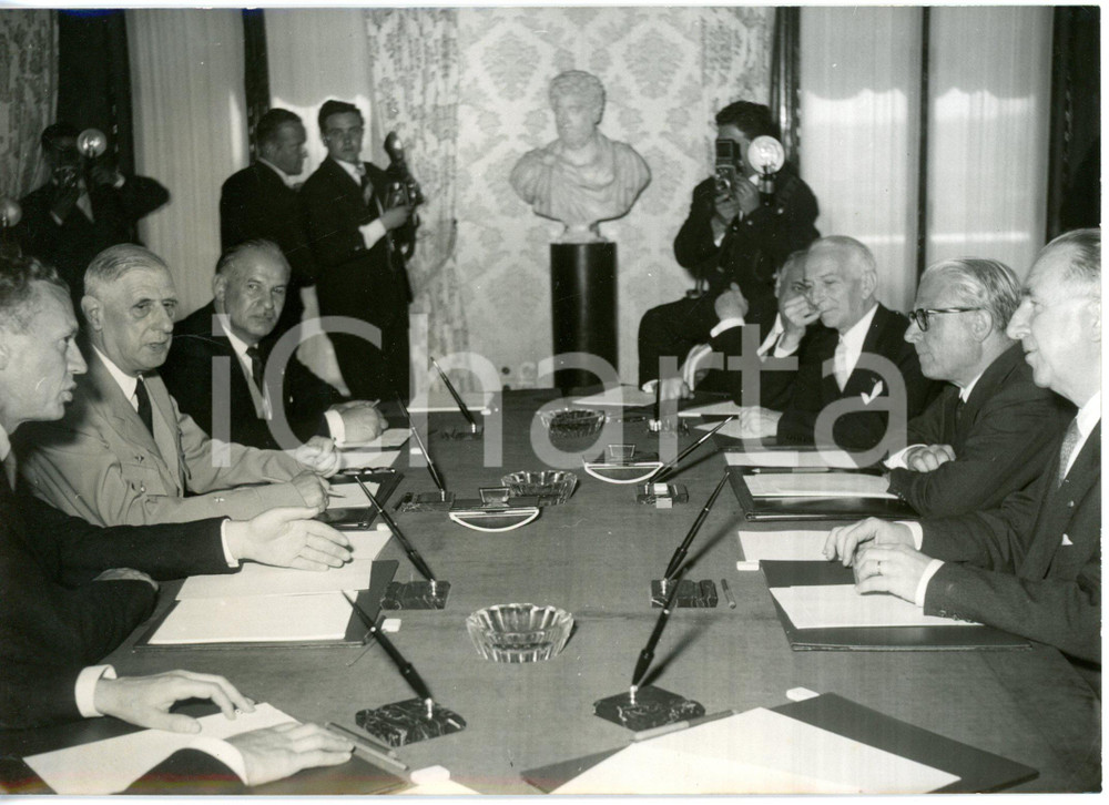 1959 ROMA Incontro tra Giovanni GRONCHI Antonio SEGNI e Charles DE GAULLE *Foto