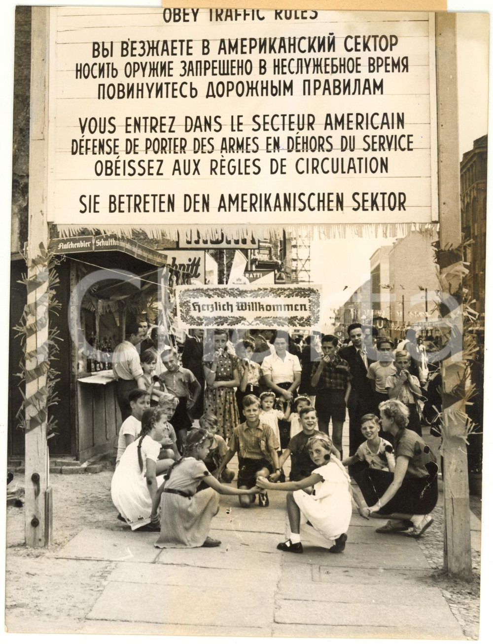 1953 BERLIN - CHILDREN'S FESTIVAL at the sectorial border of Kreuzberg district