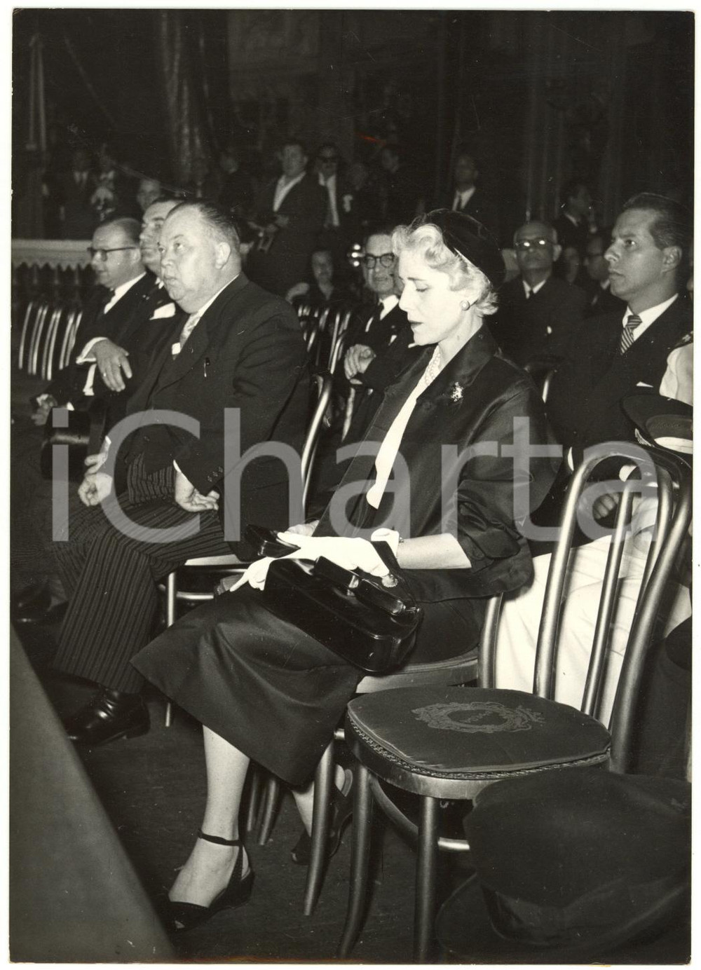 1954 ROMA Chiesa del Gesù - Clare BOOTHE LUCE ai funerali di Alcide DE GASPERI 