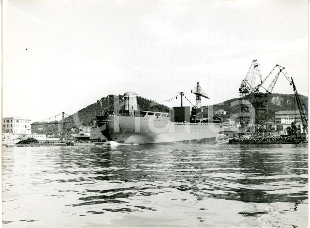 1955 LA SPEZIA Cantiere ANSALDO - Cerimonia varo M/n GUIDO DONEGANI *Foto 24x18