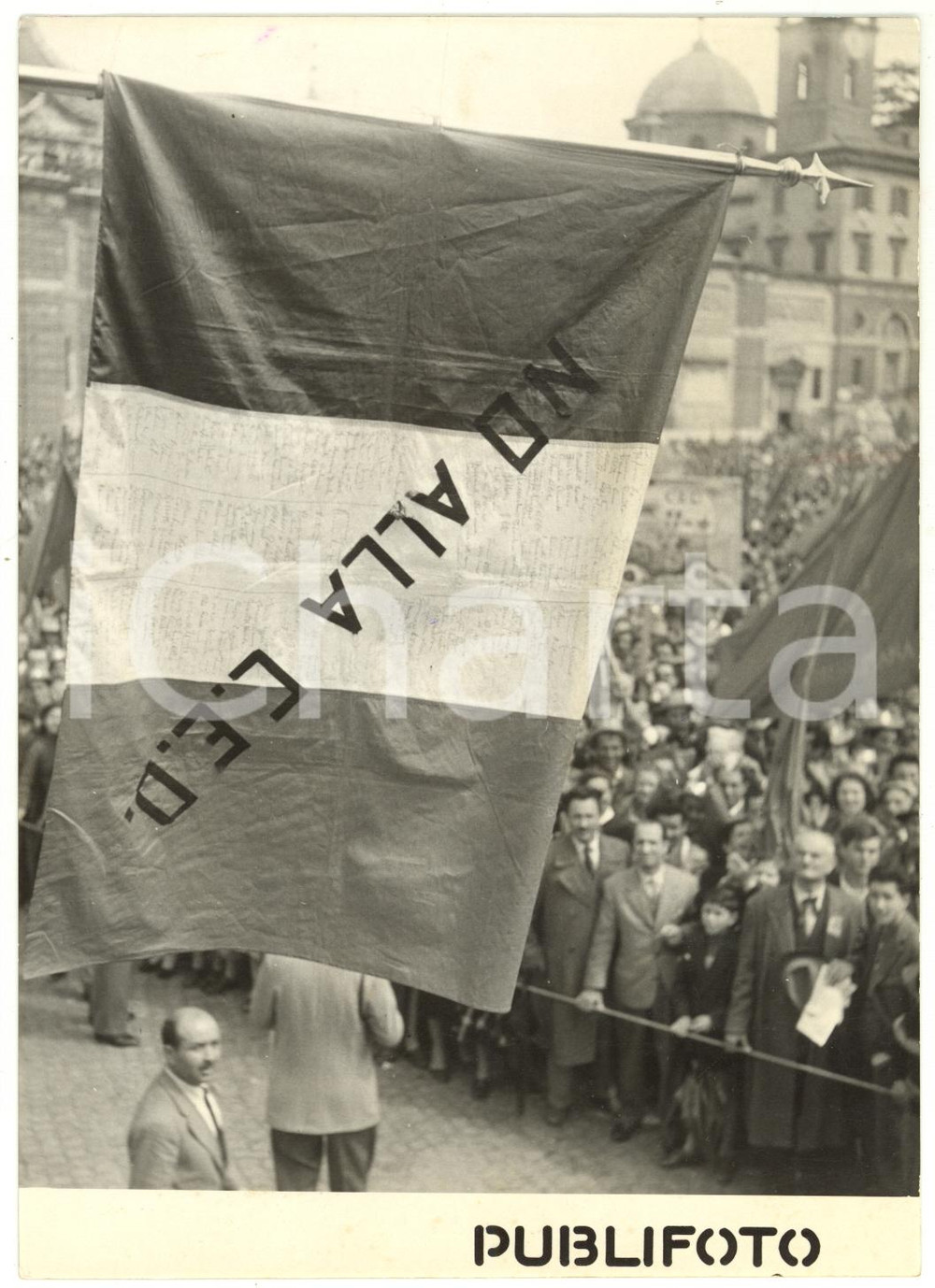 1° Maggio 1954 ROMA Piazza del Popolo - Folla al comizio della CGIL - Foto 13x18
