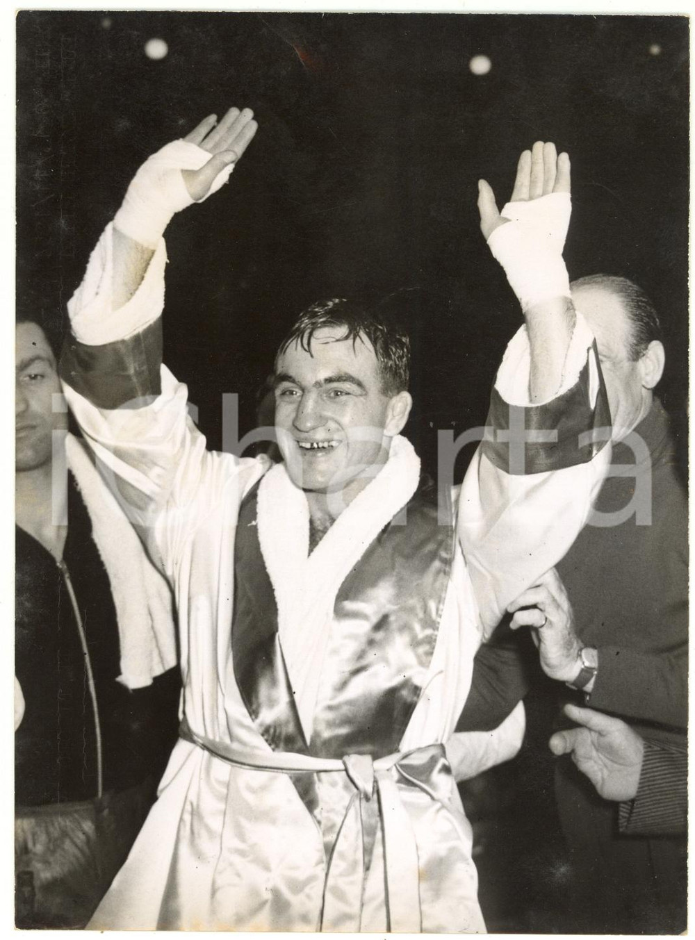 1954 MILANO BOXE Pesi Medi - Charles HUMEZ conquista il titolo europeo *Foto 