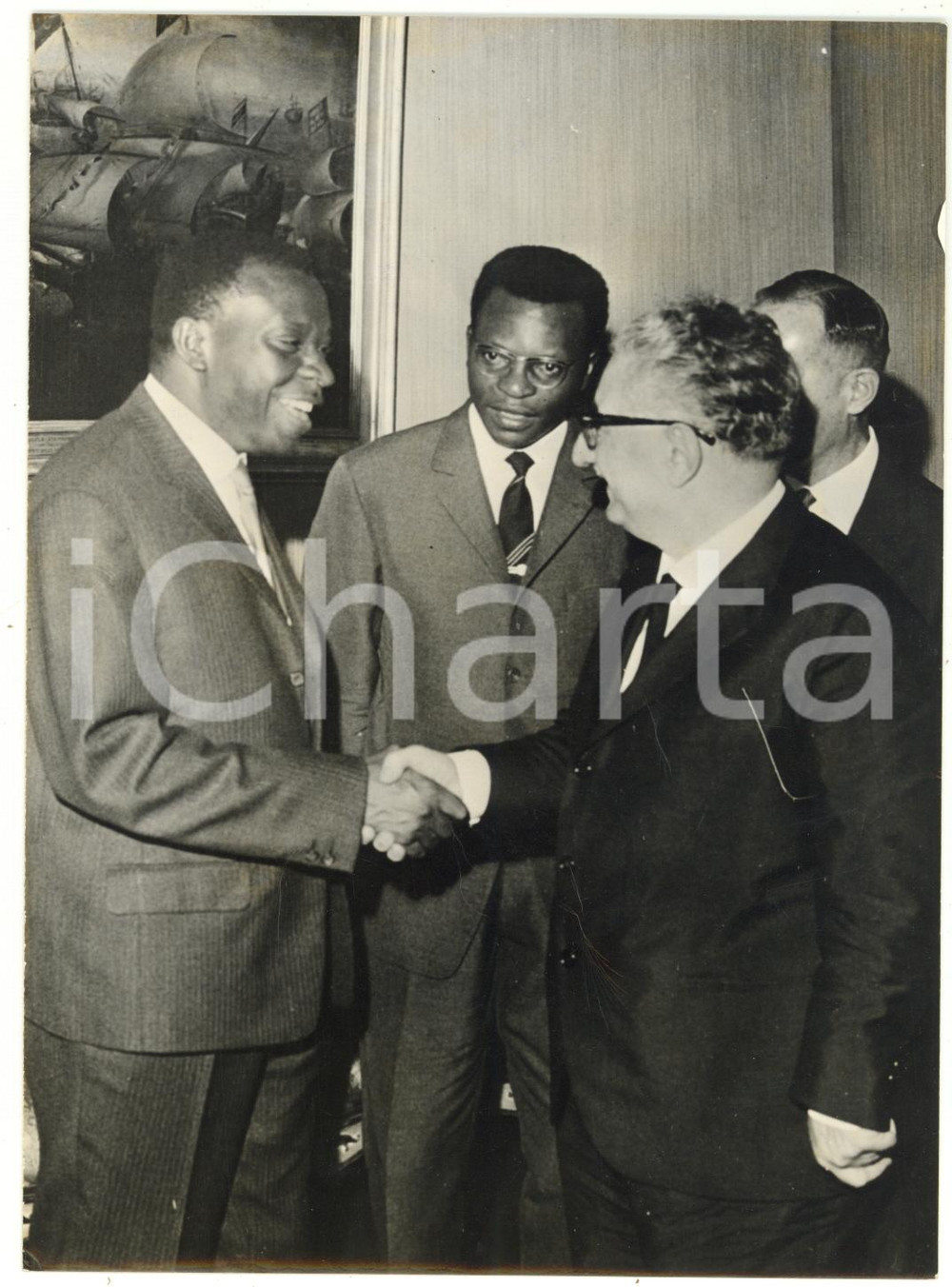 1963 ROMA Palazzo Chigi Giovanni LEONE e Cyrille ADOULA Primo Ministro del CONGO