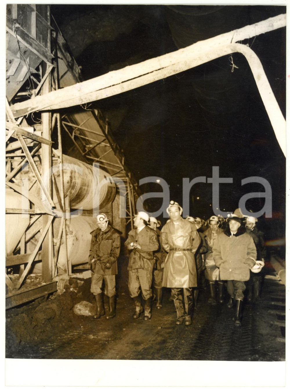 1959 COURMAYEUR Traforo MONTE BIANCO Aldo FRASCHETTI in visita con giornalisti