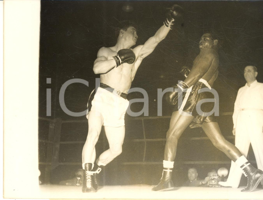 1957 PARIS Palais des Sports - BOXE - Felix CHIOCCA vs Teddy DAVIS *Foto 18x13