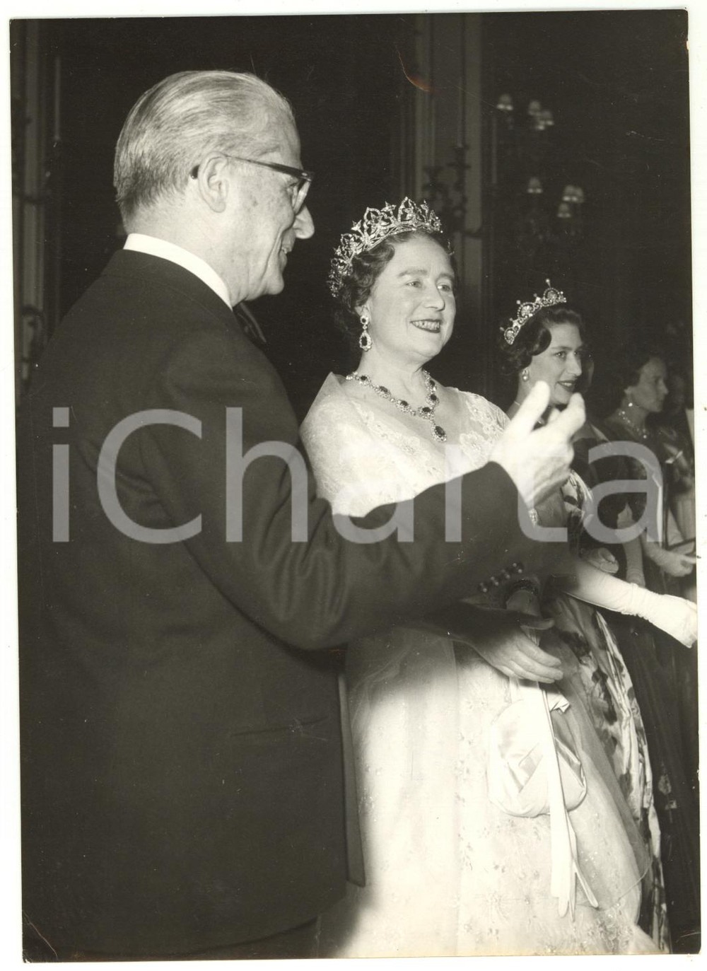 1959 ROMA QUIRINALE Giovanni GRONCHI con Regina Madre e Margaret d'Inghilterra