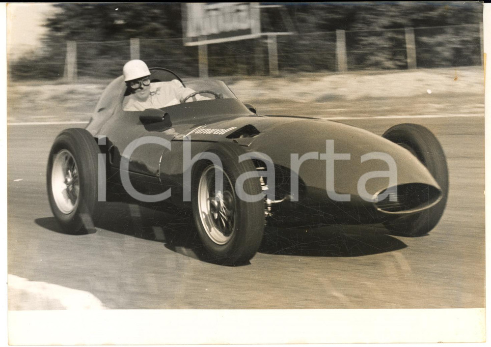 1956 MONZA AUTOMOBILISMO Harry SCHELL prova nuova VANWALL con motore a iniezione
