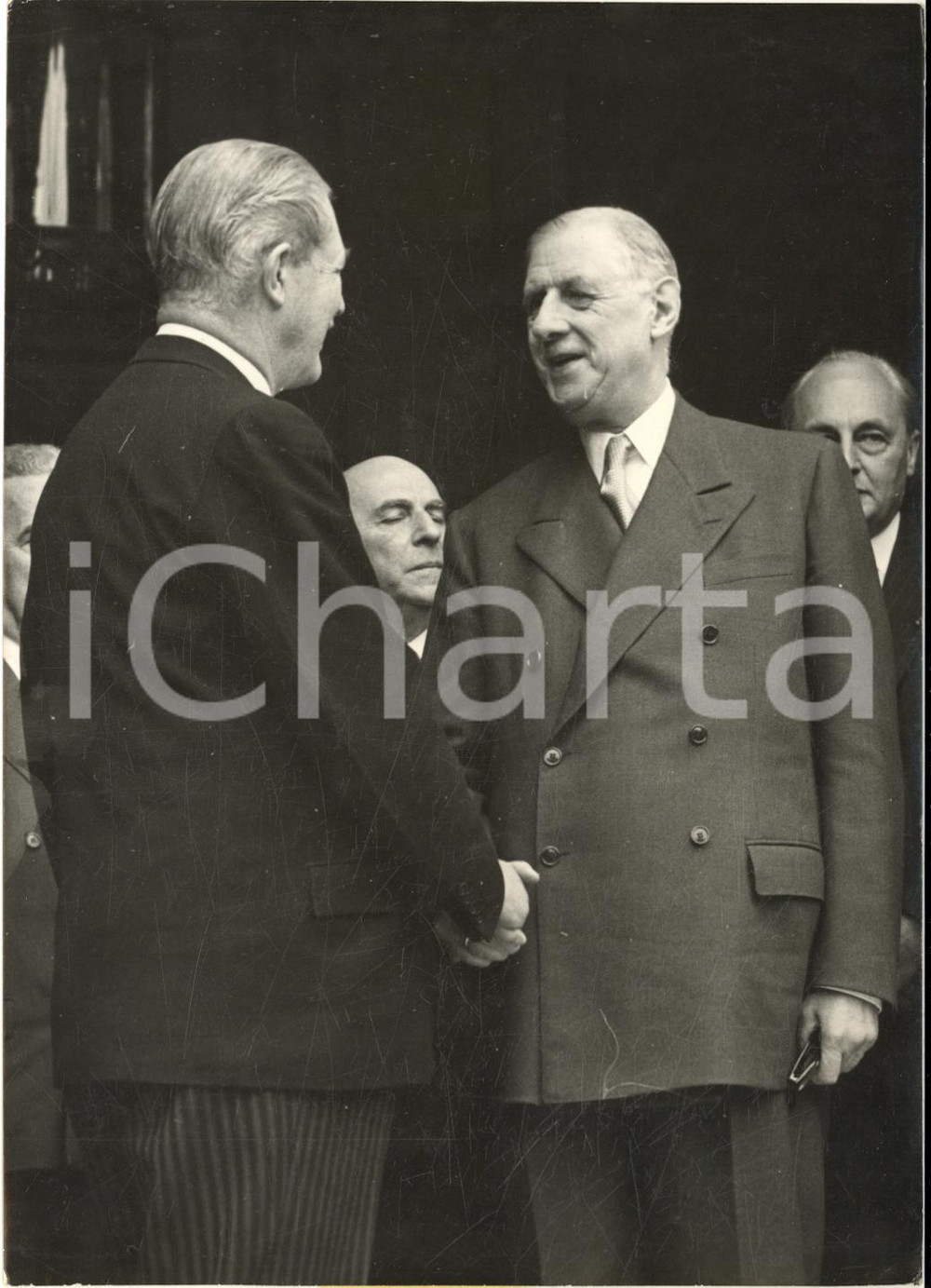 1959 PARIS Generale Charles DE GAULLE si congeda da Harold MACMILLAN *Foto 13x18
