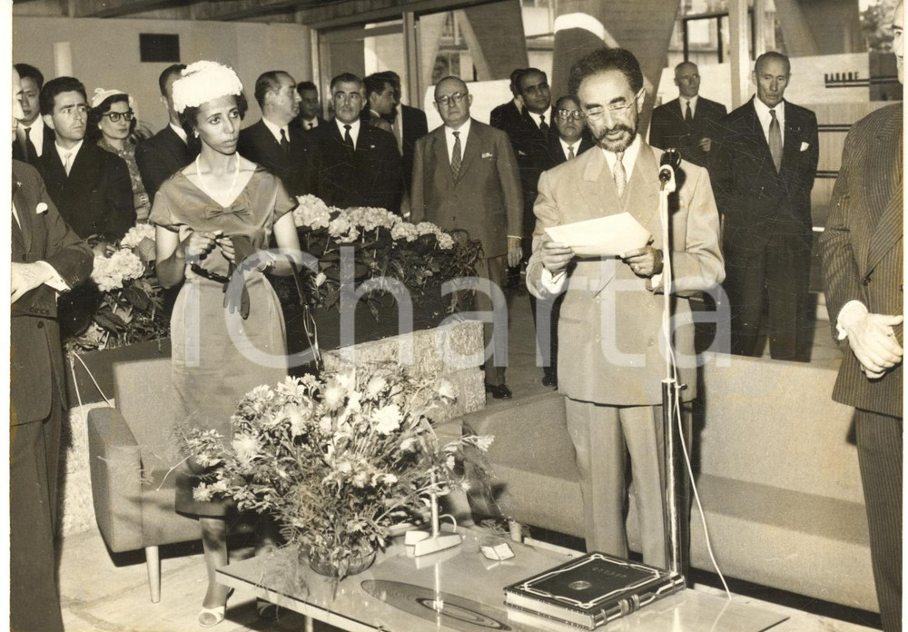1959 PARIS UNESCO Discorso di Hailé SELASSIE' imperatore d'Etiopia - Foto 18x13