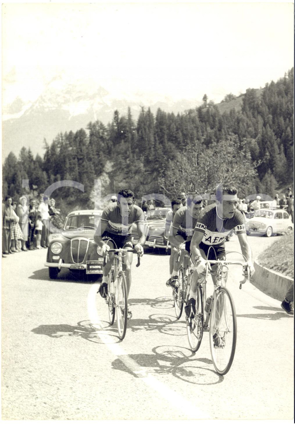 1957 GIRO D'ITALIA GRAN SAN BERNARDO Charly GAUL Raphael GEMINIANI Louison BOBET