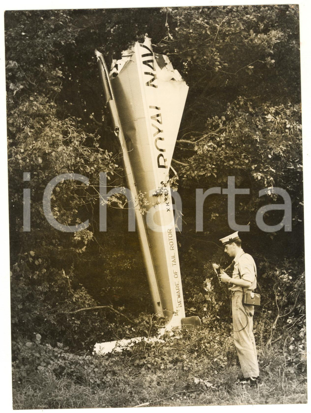 1957 EAST STRATTON (UK) Tail of a Royal Navy helicopter after mid-air collision