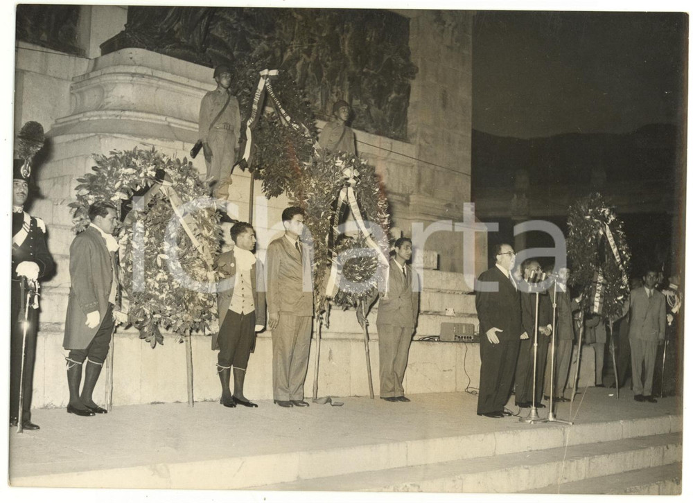 1954 PALERMO Autorità celebrano il ritorno di Trieste all'Italia *Foto 18x13 cm