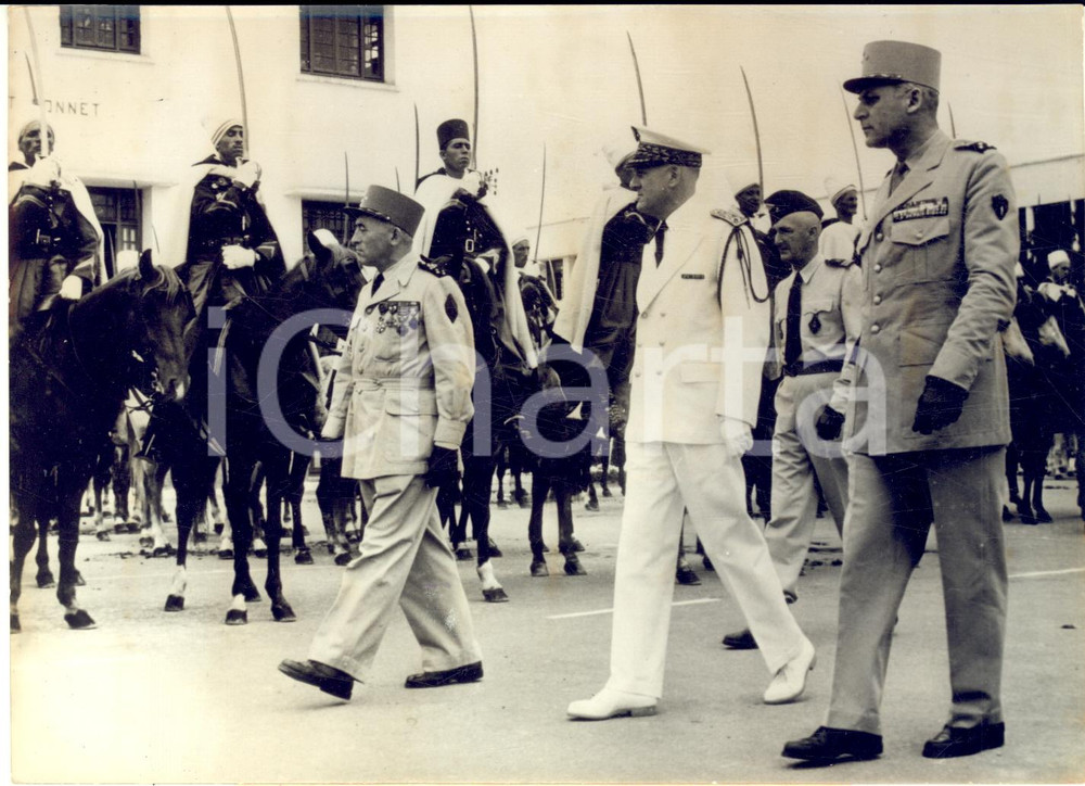 1956 RABAT (MAROC) Adieux du général Gabriel BOURGUND - Revue des troupes