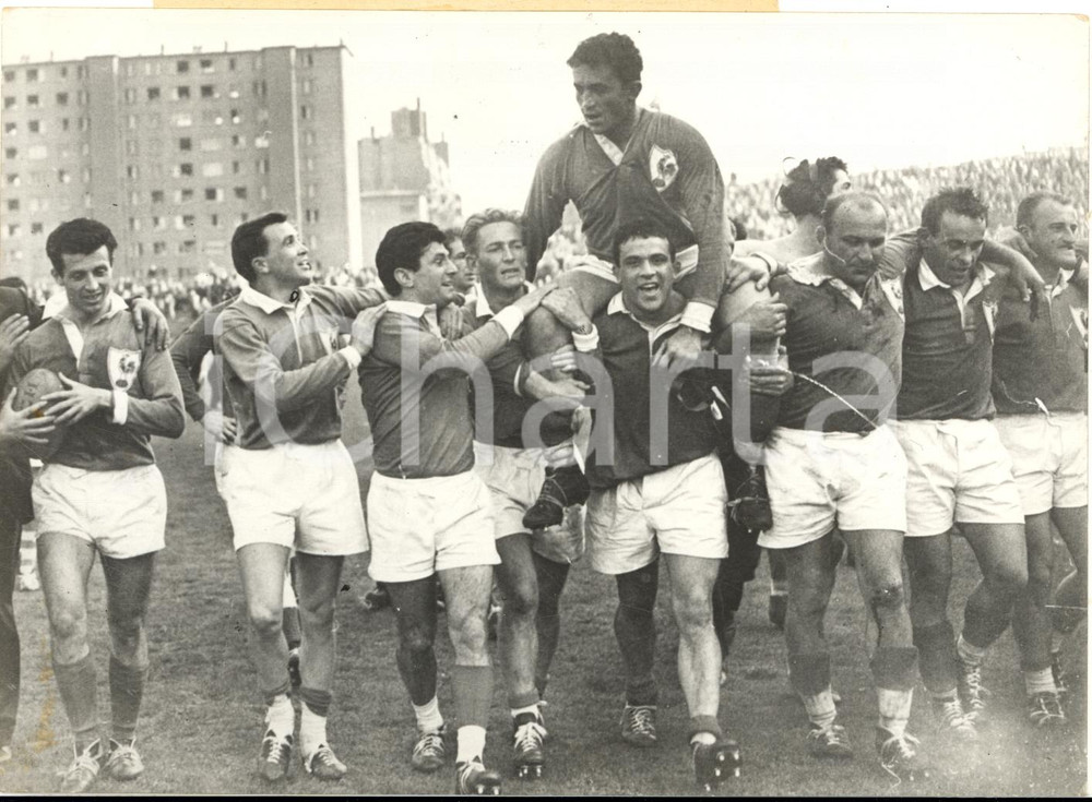 1959 RUGBY FRANCE-GALLES Torneo Cinque Nazioni - Squadra francese in trionfo