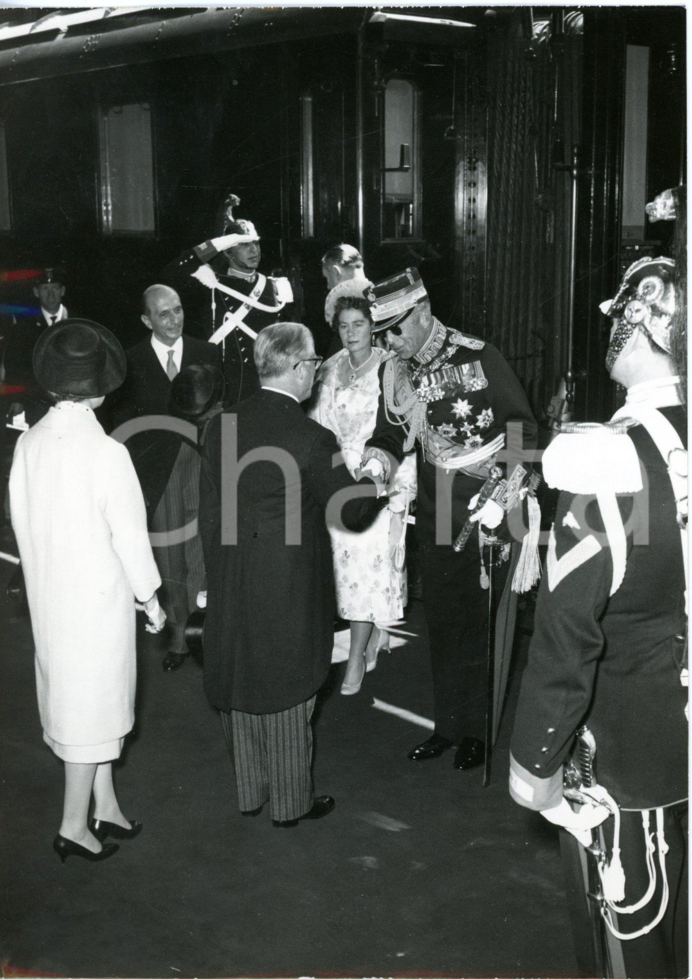 1959 ROMA Giovanni GRONCHI accoglie Re Paolo e Regina Federica di Grecia *Foto