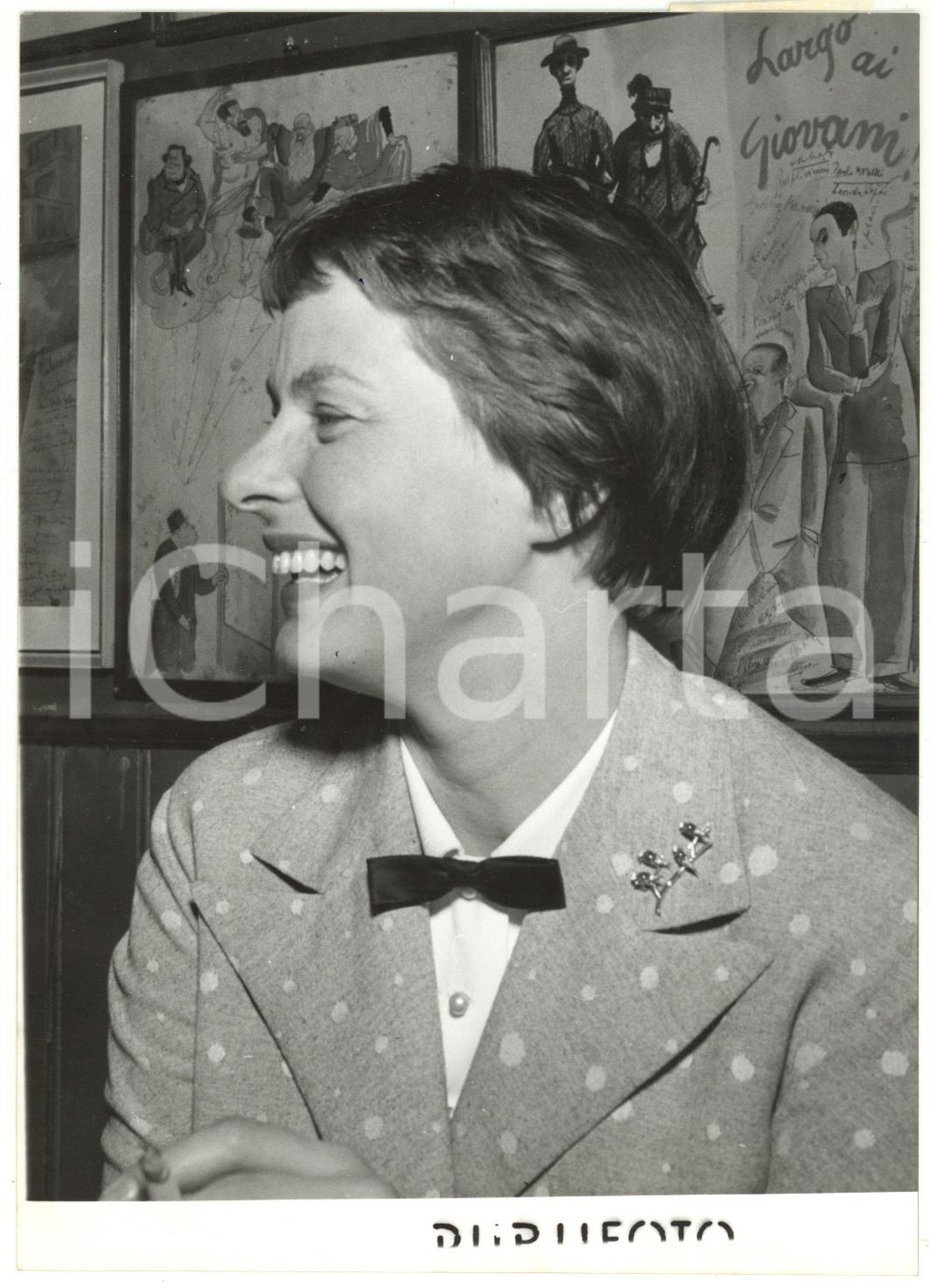 1954 MILANO Attrice Ingrid BERGMAN al ristorante *Fotografia 13x18 cm