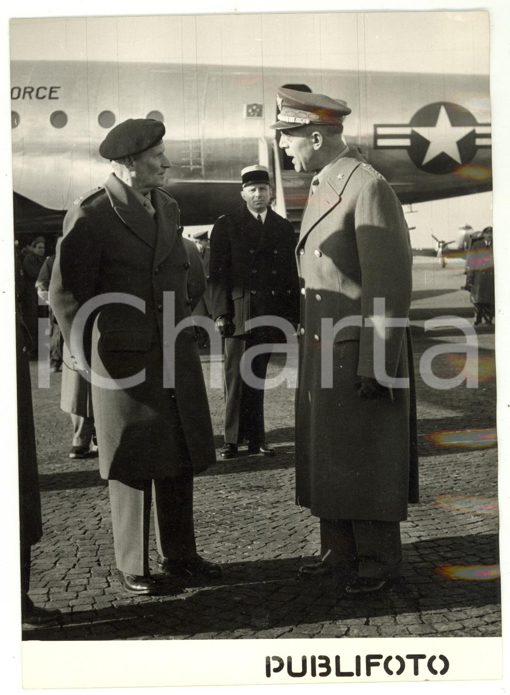 Fotografia d epoca originale 1954 ROMA CIAMPINO Arrivo del maresciallo Bernard MONTGOMERY Foto 13x18 cm 1