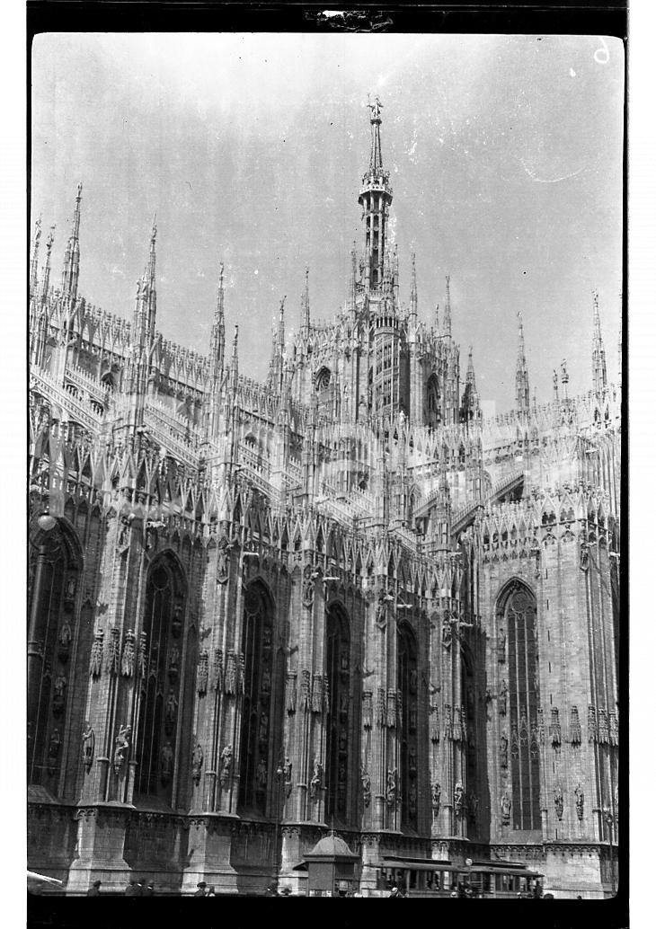 Fotografia d epoca originale 1920 MILANO Il Duomo visto da Palazzo Reale 6x9cm NEGATIVO ORIGINALE 1