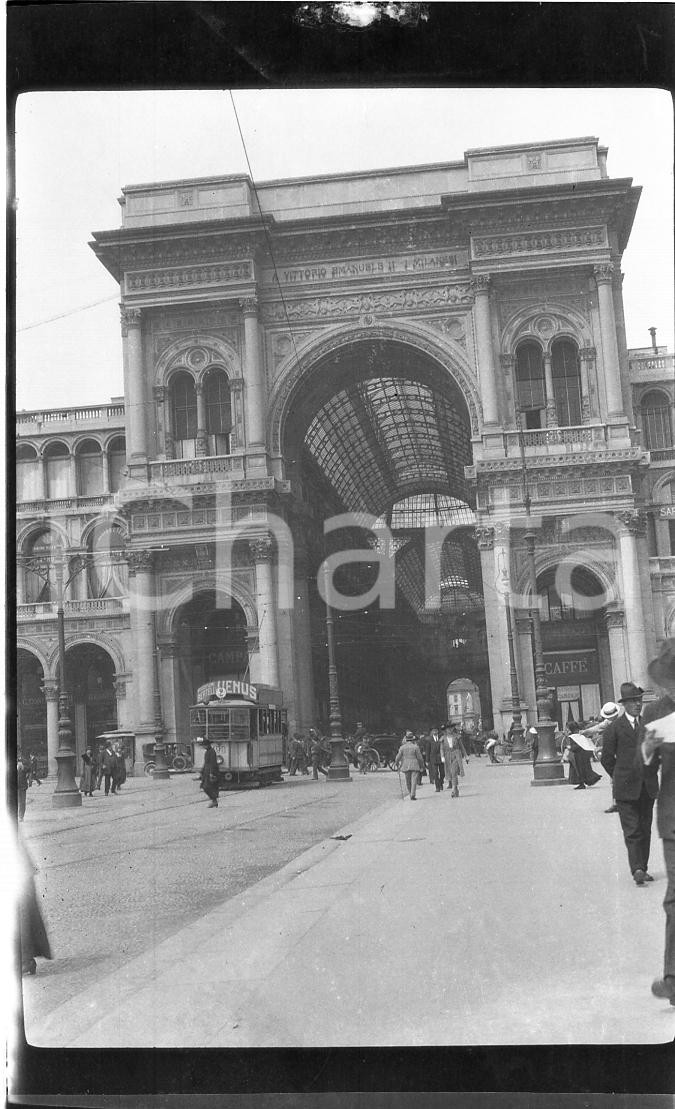 Fotografia d epoca originale 1920 MILANO Galleria Vittorio Emanuele piazza Duomo 6x9cm NEGATIVO ORIGINALE 1