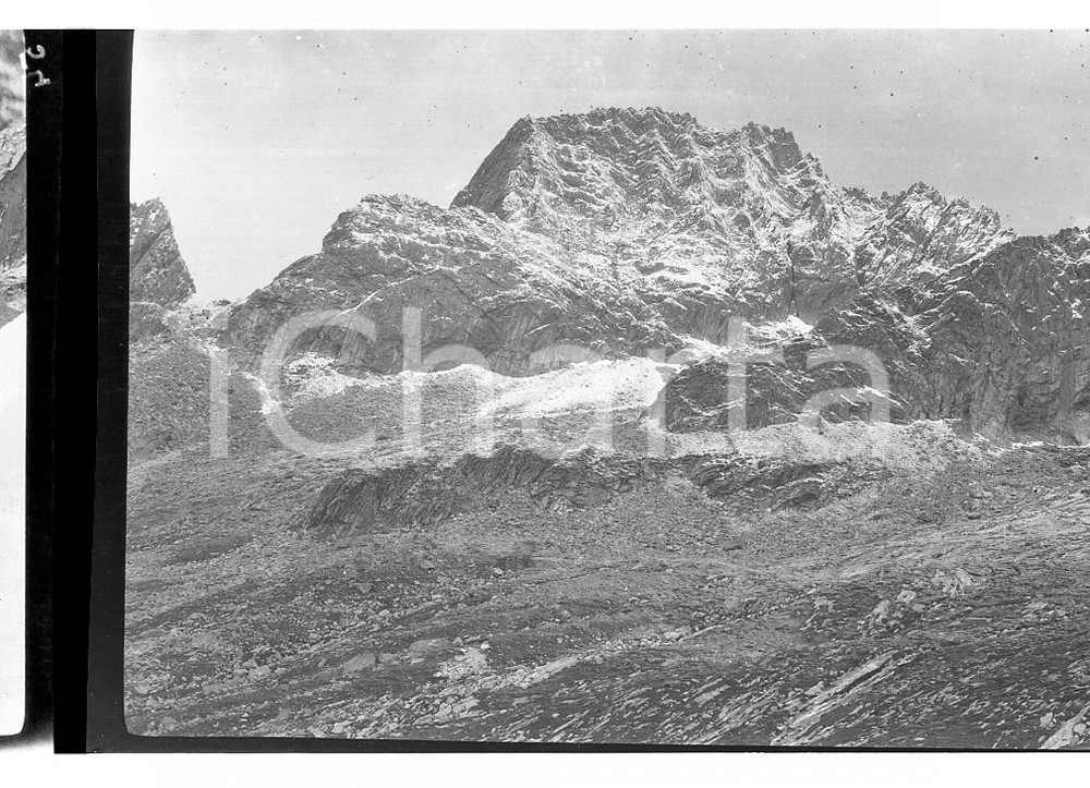 6x9cm NEGATIVO ORIGINALE * 1920 VALLE DEI RATTI VALCHIAVENNA Sasso Manduino