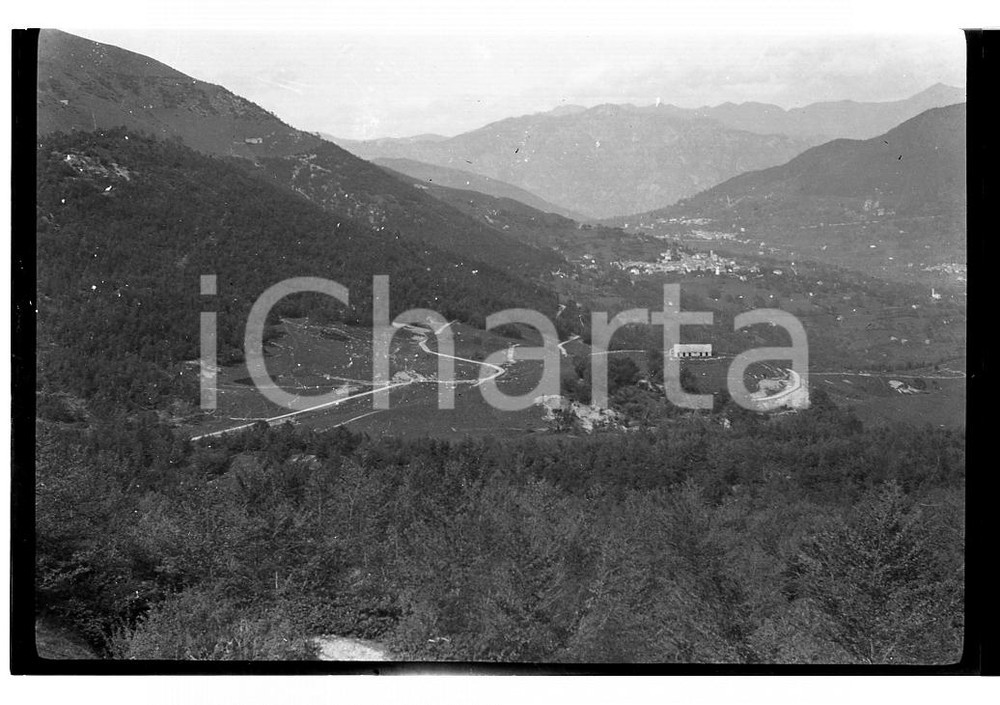 6x9cm NEGATIVO ORIGINALE * 1920 SASSO GORDONA Scorcio panoramico dalla cima