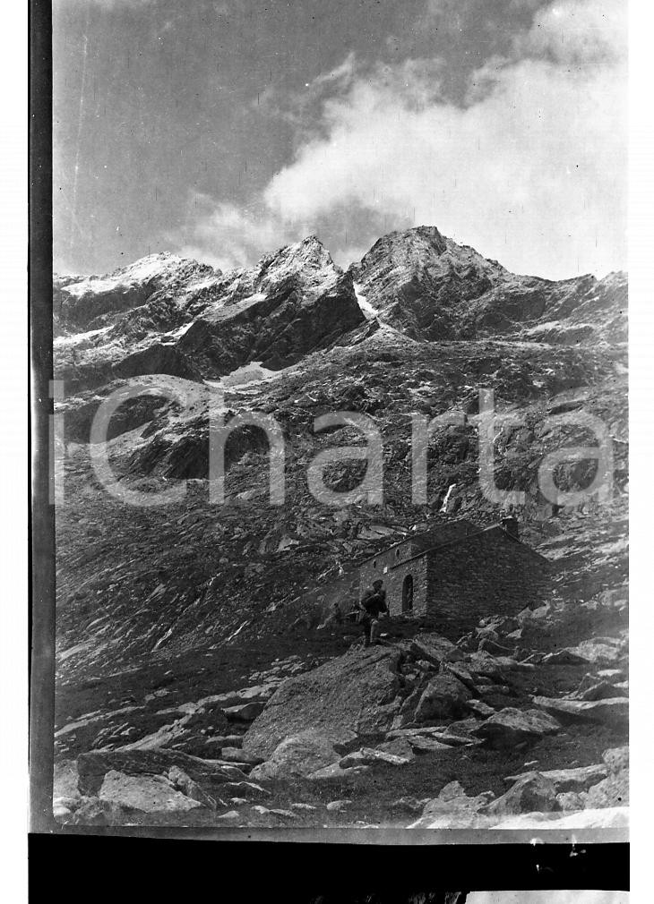 6x9cm NEGATIVO ORIGINALE* 1920 VAL DEI RATTI VALCHIAVENNA Capanna Volta Spluga
