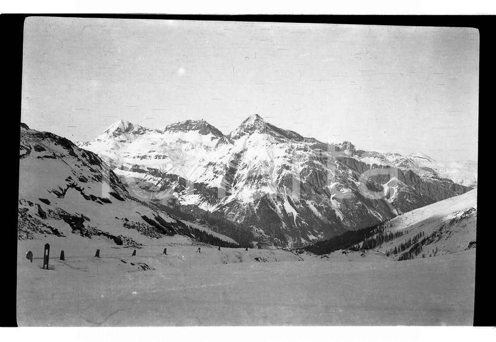 Fotografia d epoca originale 1921 PASSO SPLUGA Strada innevata verso il passo NEGATIVO ORIGINALE 1 1