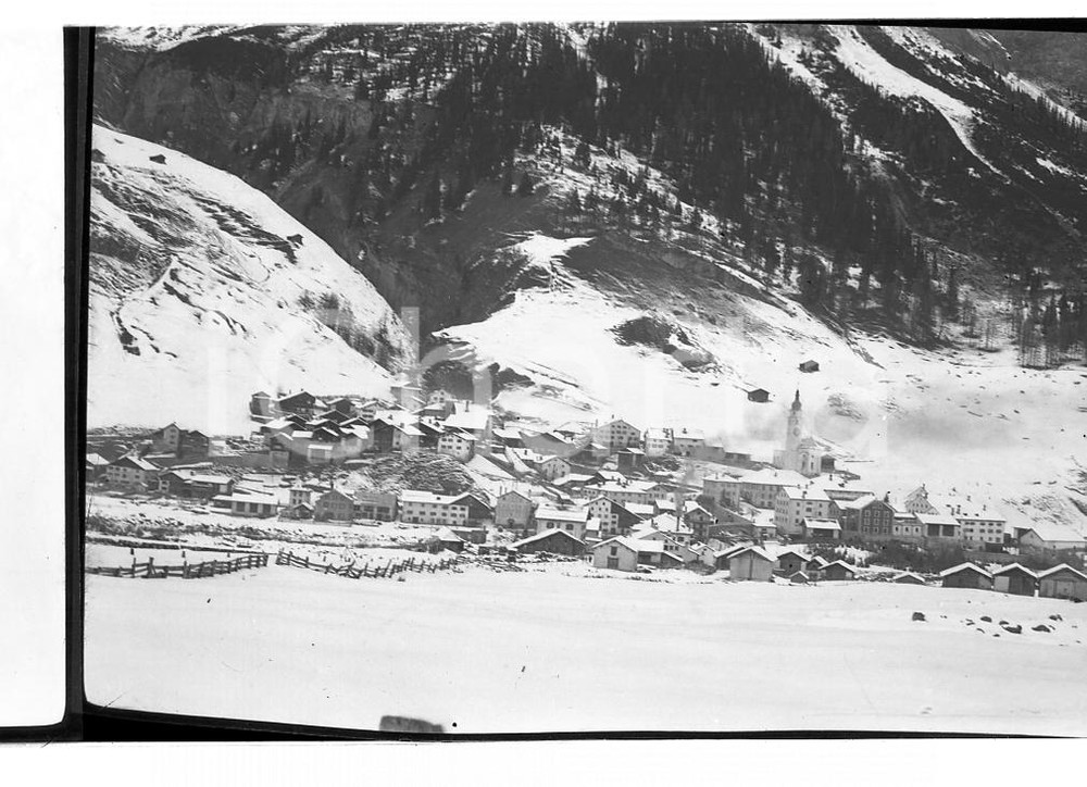 Fotografia d epoca originale 1921 MADESIMO SO Paesaggio invernale NEGATIVO ORIGINALE 1