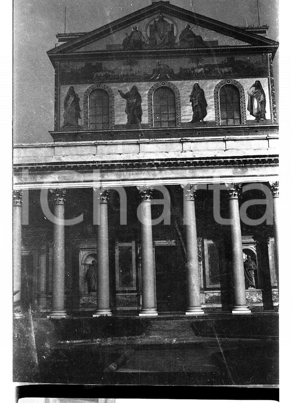 6x9cm NEGATIVO ORIGINALE * 1921 ROMA Basilica di San Paolo fuori le mura