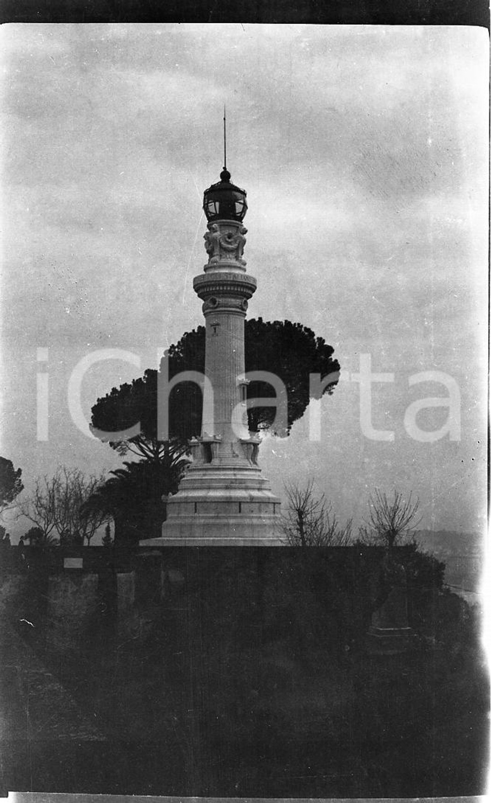 6x9cm NEGATIVO ORIGINALE * 1921 ROMA Faro al colle del Gianicolo