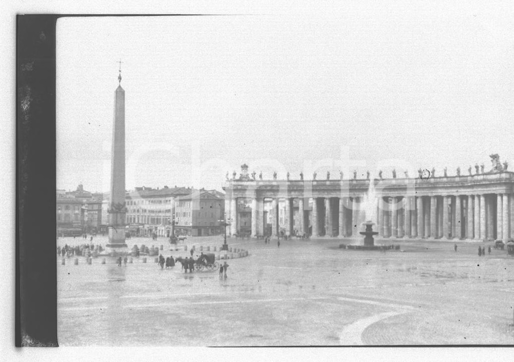 Fotografia d epoca originale 6x9cm NEGATIVO ORIGINALE 1921 ROMA Piazza S. Pietro e colonnato del Bernini 1 1