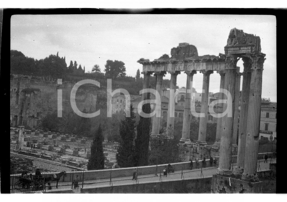 Fotografia d epoca originale 1921 ROMA Foro Romano veduta animata  NEGATIVO ORIGINALE 1