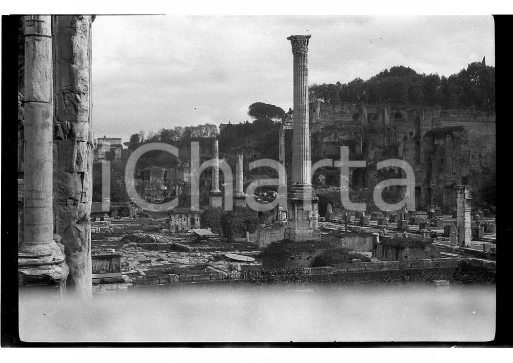 6x9cm NEGATIVO ORIGINALE * 1921 ROMA Area archeologica  Foro Romano 