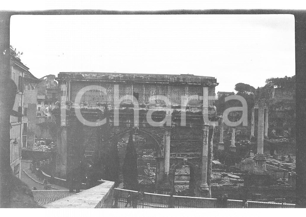 6x9cm NEGATIVO ORIGINALE * 1921 ROMA Foro Romano arco di Settimio Severo