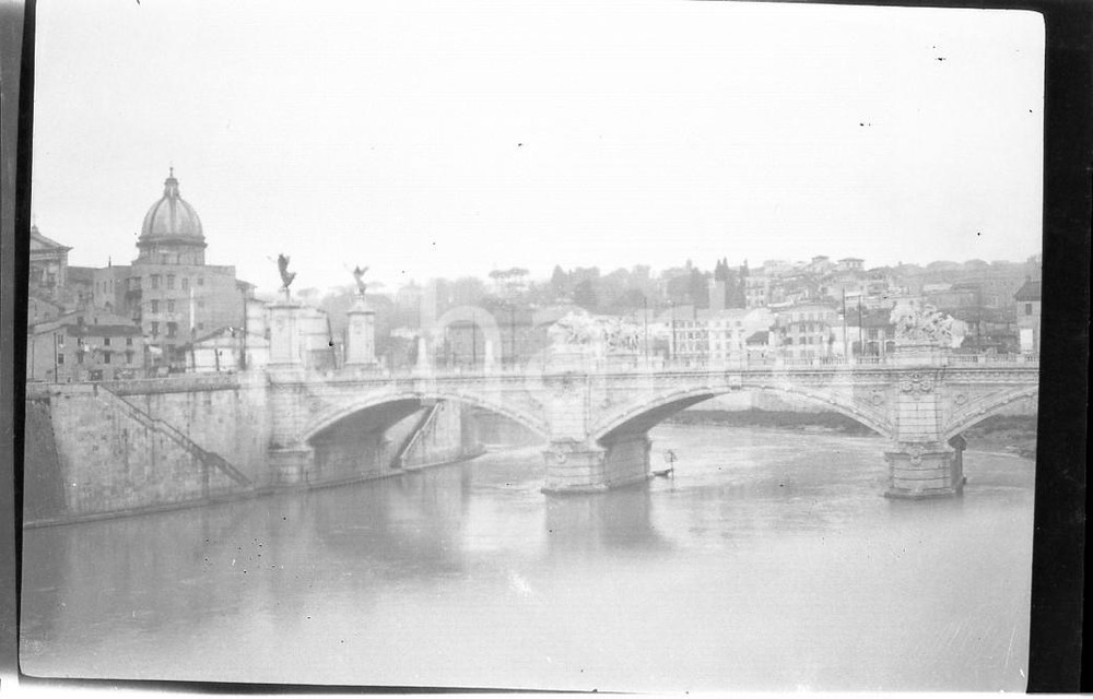 Fotografia d epoca originale 1921 ROMA Ponte Vittorio Emanuele II sul Tevere NEGATIVO ORIGINALE 1