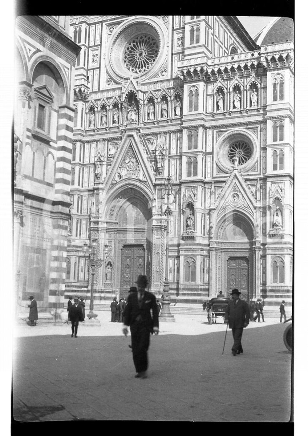 6x9cm NEGATIVO ORIGINALE * 1921 FIRENZE Duomo e battistero di S. Giovanni