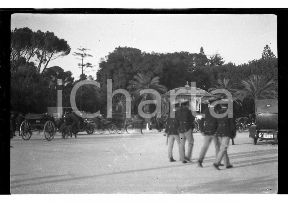 6x9cm NEGATIVO ORIGINALE * 1921 ROMA Cadetti a passeggio a villa Borghese