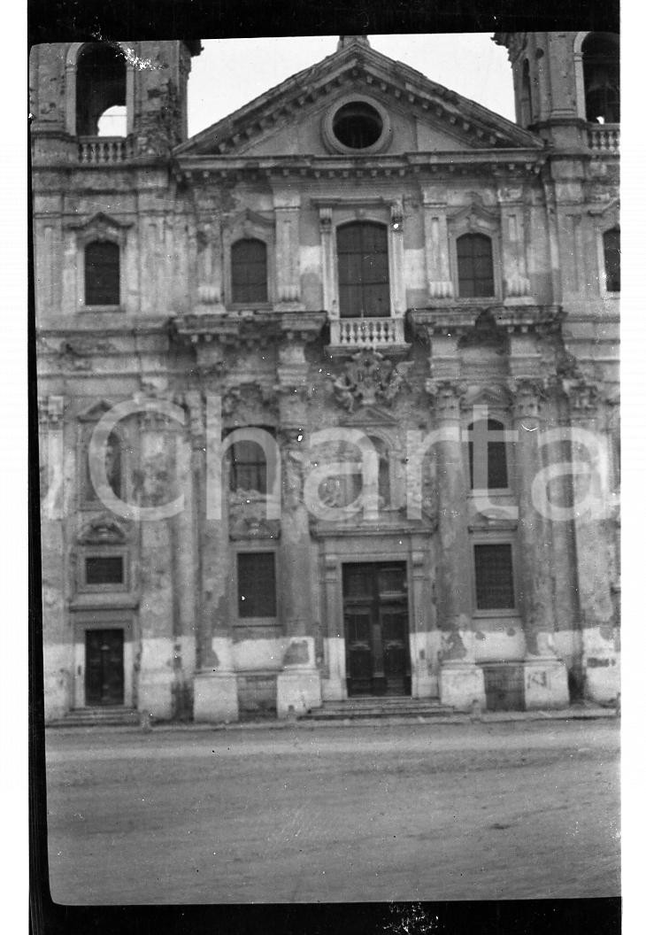 Fotografia d epoca originale 1921 GORIZIA CHIESA SANT IGNAZIO danneggiata da bombardamento NEGATIVO ORIGINALE 1