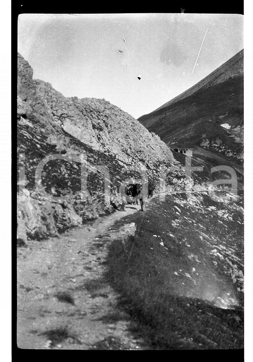 1926 MONTE BERTRAND (CN) In marcia sulla mulattiera NEGATIVO ORIGINALE   Negativo originale in bianco e nero, su pellicola, in formato cm 6 x 8 CONDIZIONI: POOR ICharta mette in vendita, sul negozio eBay e in esclusiva sul sito "icharta" il proprio archivio composto da numerose diapositive e negativi fotografici d'epoca, tutti originali e autentici, che attraversano la storia del costume italiano tra gli la fine degli anni Sessanta e Novanta.Si tratta di uno sguardo inedito sull'attualità, la politica, la vita quotidiana, il gossip e la cultura, che fotografa il cambiamento della nazione in quest'ultimo scorcio del XX secolo. Un'occasione unica per il mercato del collezionismo, che vede finalmente disponibile un archivio eccezionale per vastità, tematiche e condizioni, in un settore (il negativo fotografico e la diapositiva) di assoluta novità e dalle interessanti prospettive di investimento. POOR/danneggiato   originale e autentica 1