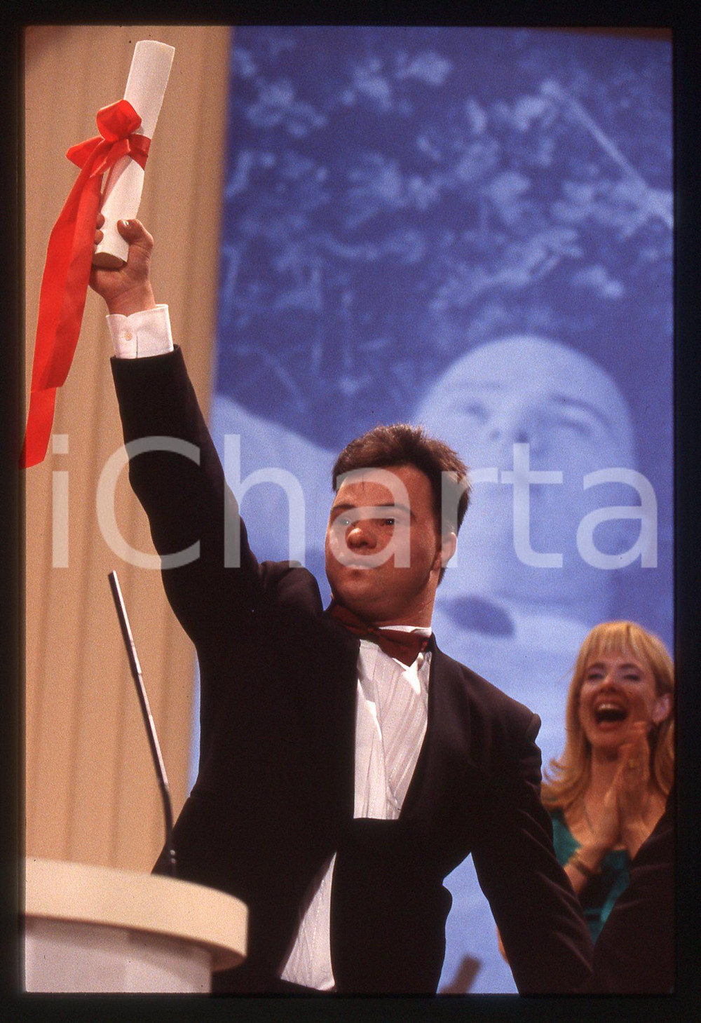 Fotografia d epoca originale 35mm vintage slide 1996 CANNES Pascal DUQUENNE vince Premio Miglior Attore 6 1