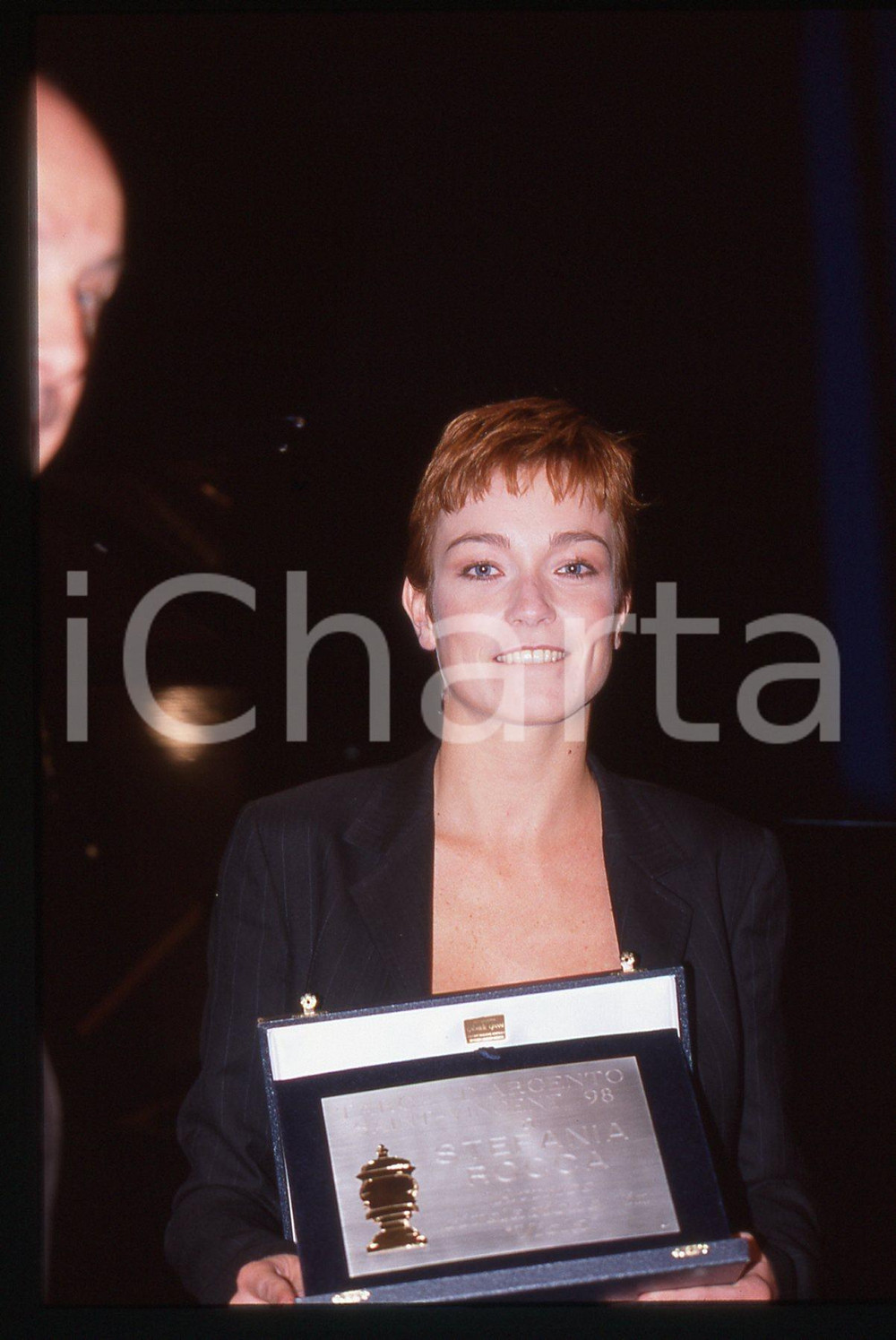 Fotografia d epoca originale 35mm vintage slide 1998 SAINT VINCENT Stefania ROCCA con la Targa D Argento 1 1
