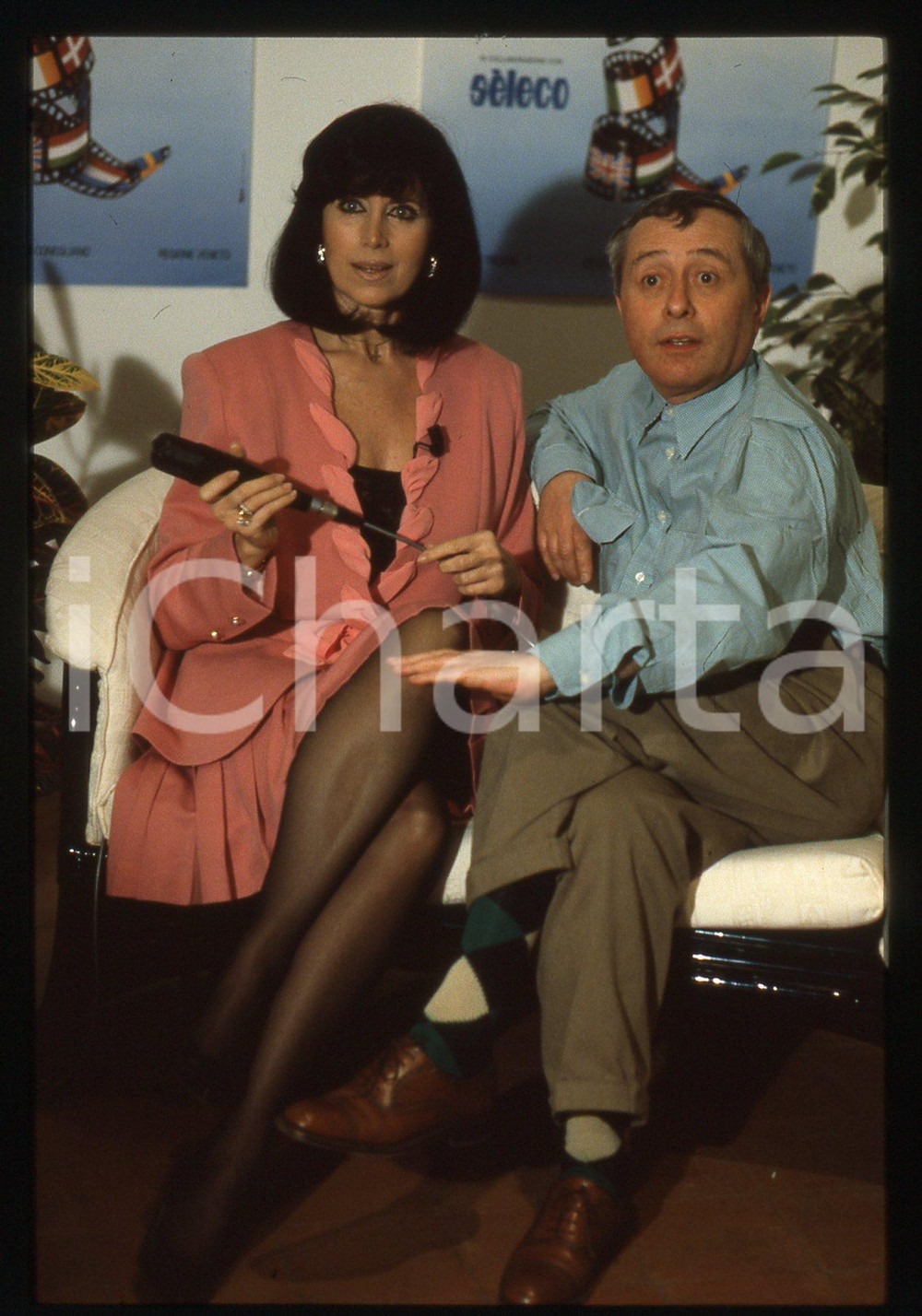 Fotografia d epoca originale 35mm vintage slide 1992 RAI Marina MORGAN e Bruno VOGLINO Ritratto 3 1