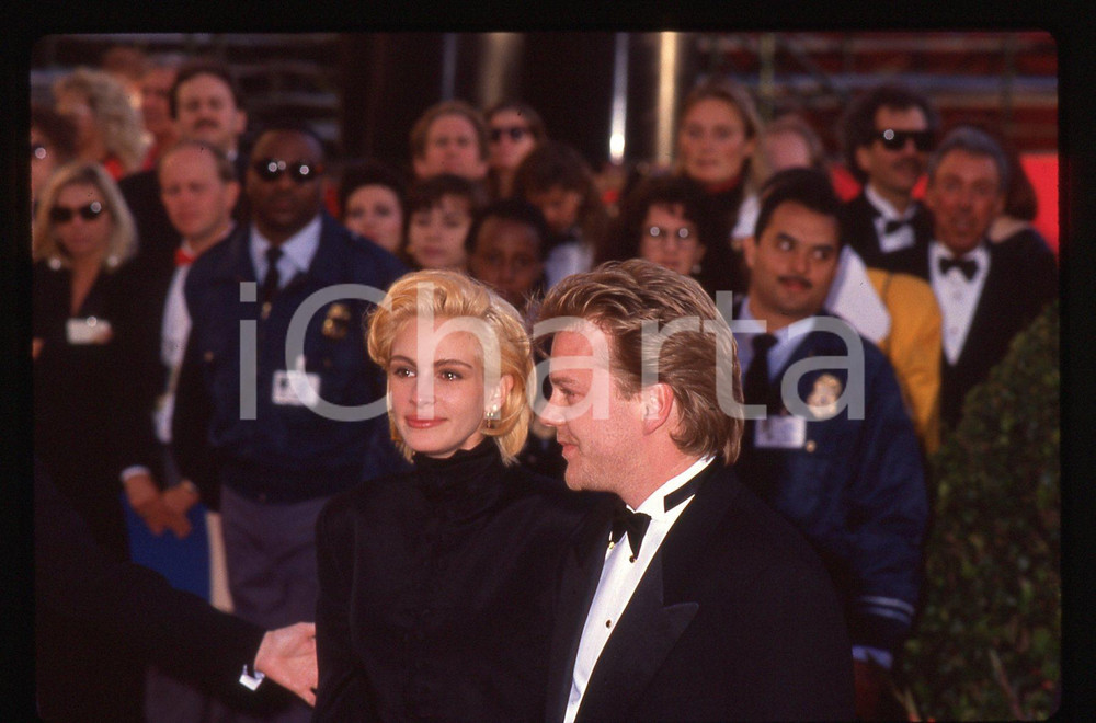 Fotografia d epoca originale 35mm vintage slide 1991 ACADEMY AWARDS Julia ROBERTS Kiefer SUTHERLAND 1 1