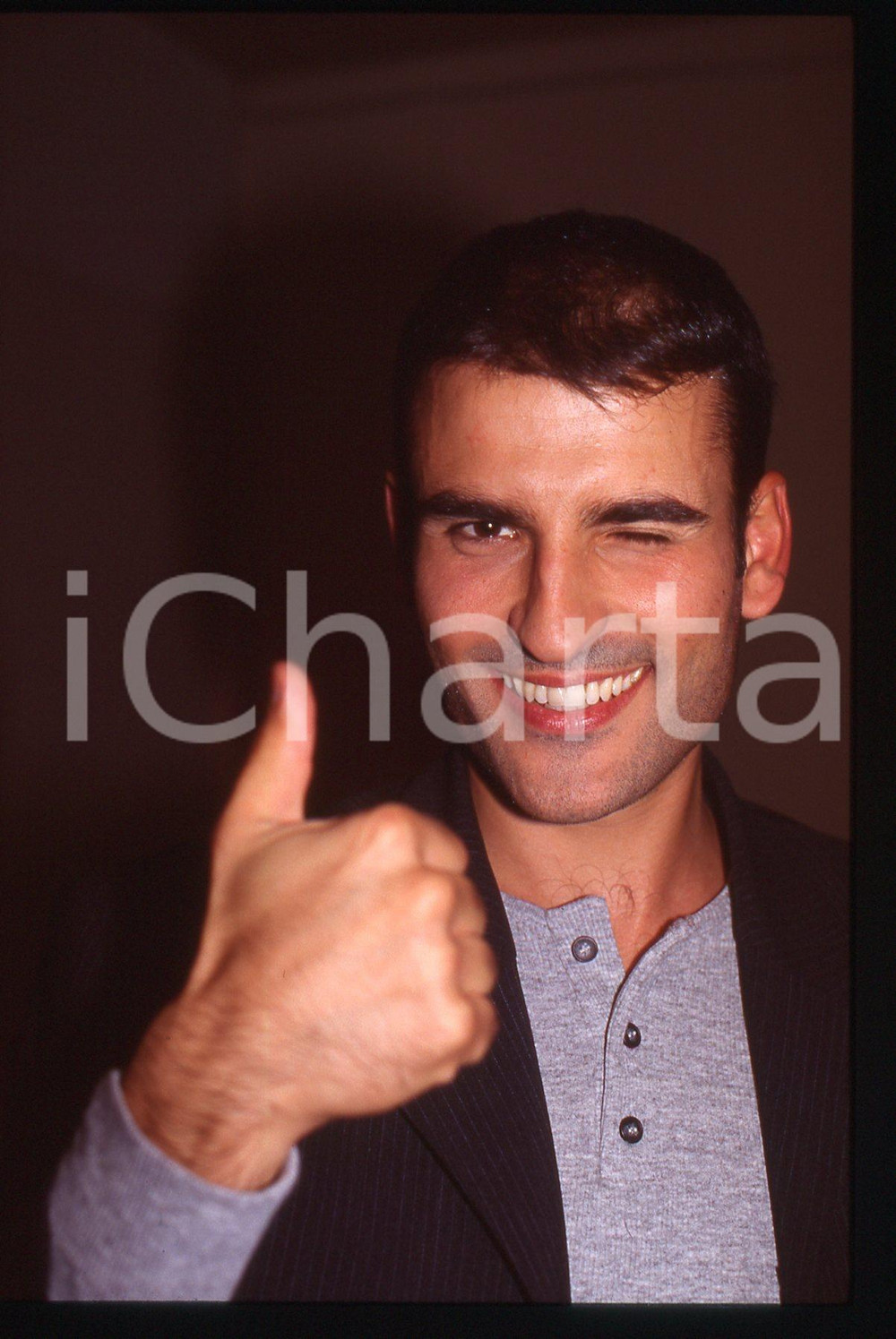 Fotografia d epoca originale 35mm vintage slide 1994 FESTIVAL ITALIANO Sal DA VINCI Ritratto del cantante 5 1