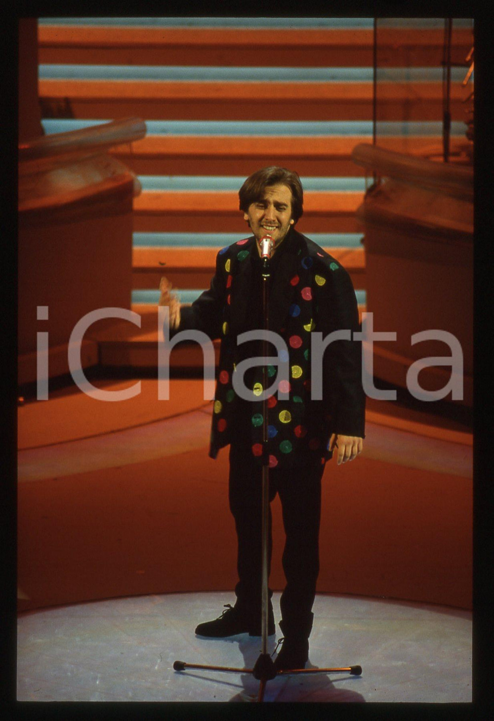 35mm vintage slide* 1992 SANREMO Lorenzo ZECCHINO sul palco del Teatro Ariston 2