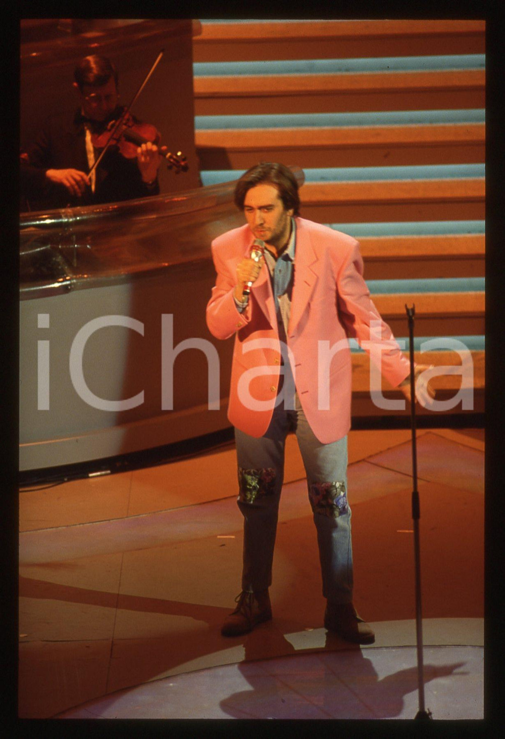 35mm vintage slide* 1992 SANREMO Lorenzo ZECCHINO sul palco del Teatro Ariston 5